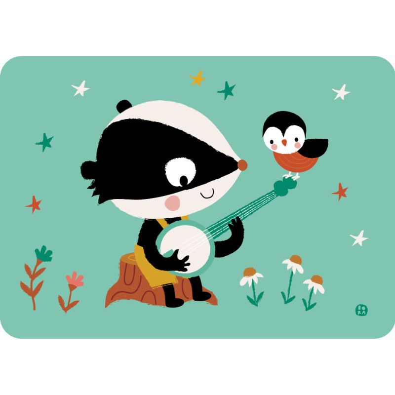 Postkaart Bluegrass banjo badger Postkaart Bluegrass banjo badger