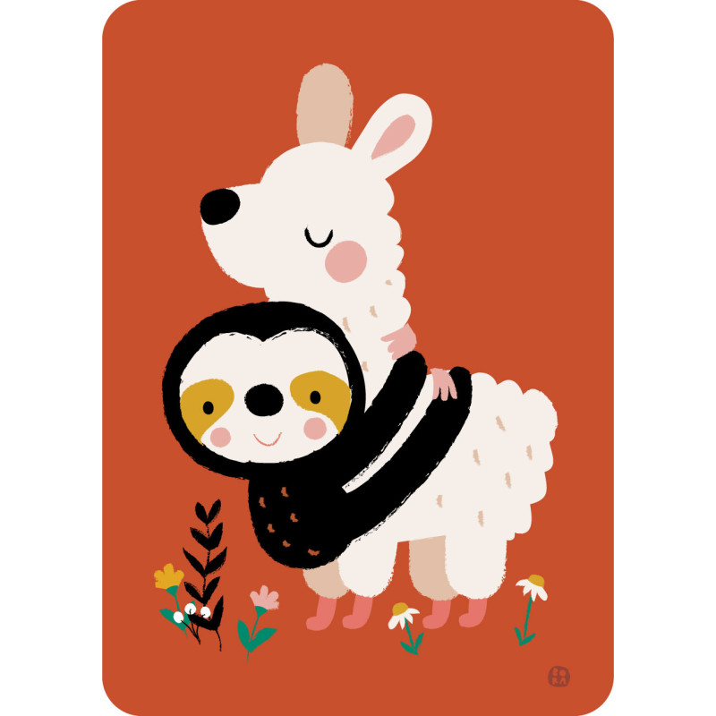 Postkaart Sloth alpaca hug Postkaart Sloth alpaca hug