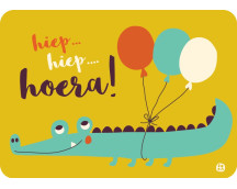 Postkaart Party animals - Hoera krokodil