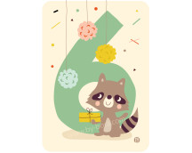 Kaart met envelop - 6 Raccoon