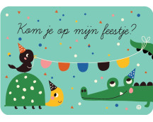 Uitnodigingskaarten - Croc en Schildpad