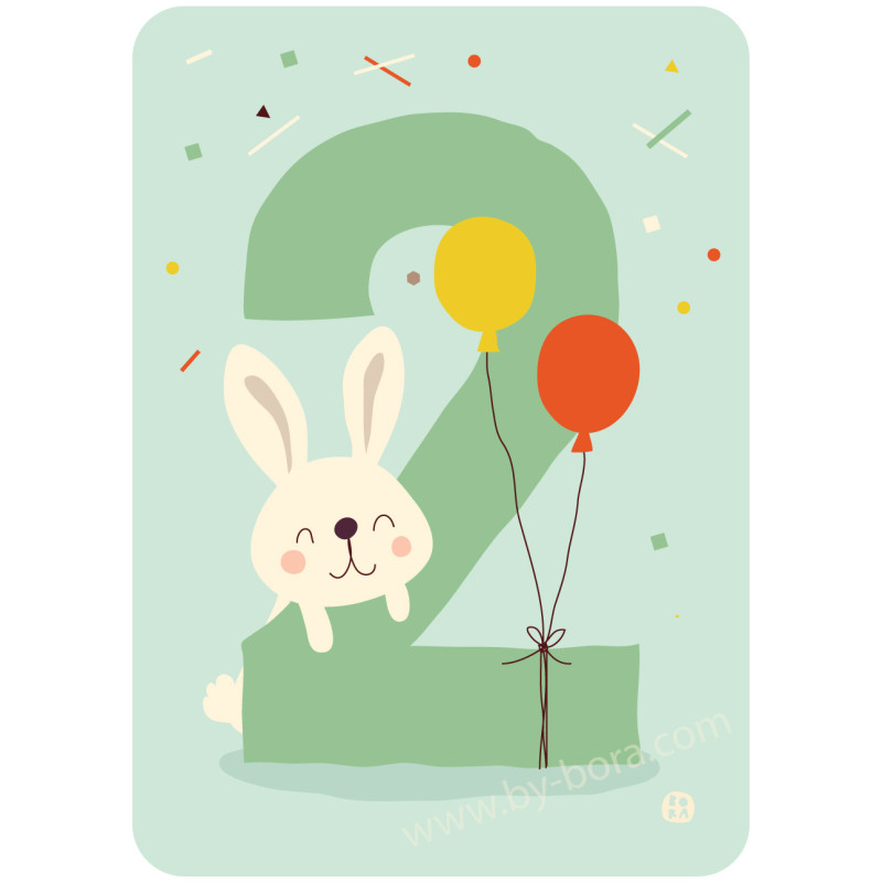 Kaart met envelop - 2 Bunny
