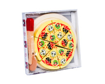 Houten snijpizza met snijder