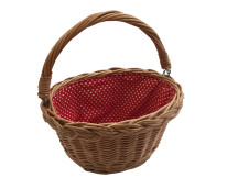 Rieten fietsmandje (rood/wit stippen)