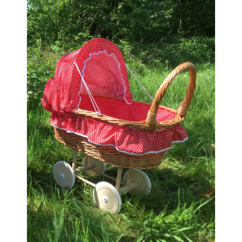 Poppenwagen stoffen kap (groot/47cm/rood) Poppenwagen stoffen kap (groot/47cm/rood)