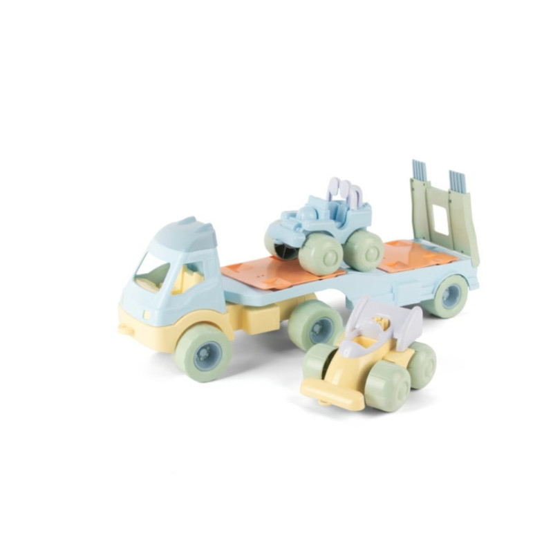 PASTEL set van oprijwagen met 2 auto's
