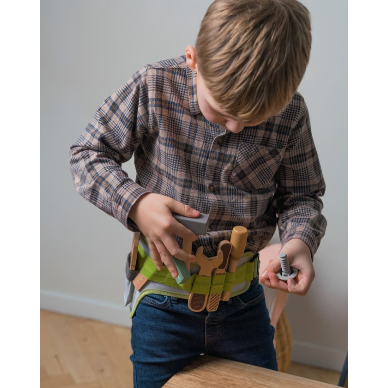 Gereeedschapsgordel met houten gereedschap 11-delig in doos Gereeedschapsgordel met houten gereedschap 11-delig in doos