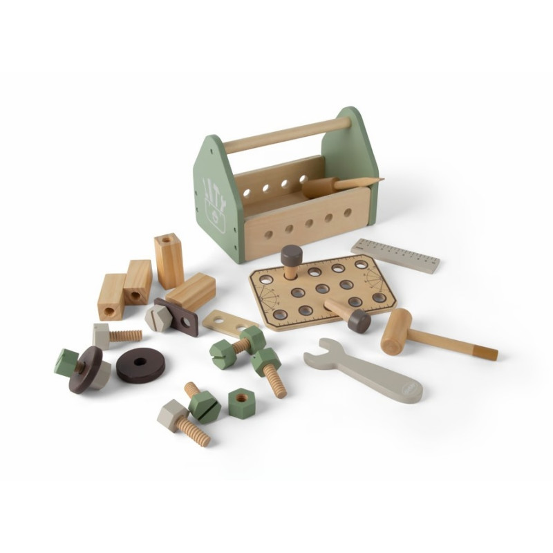 Houten gereedschapsbox 26-delig in doos Houten gereedschapsbox 26-delig in doos
