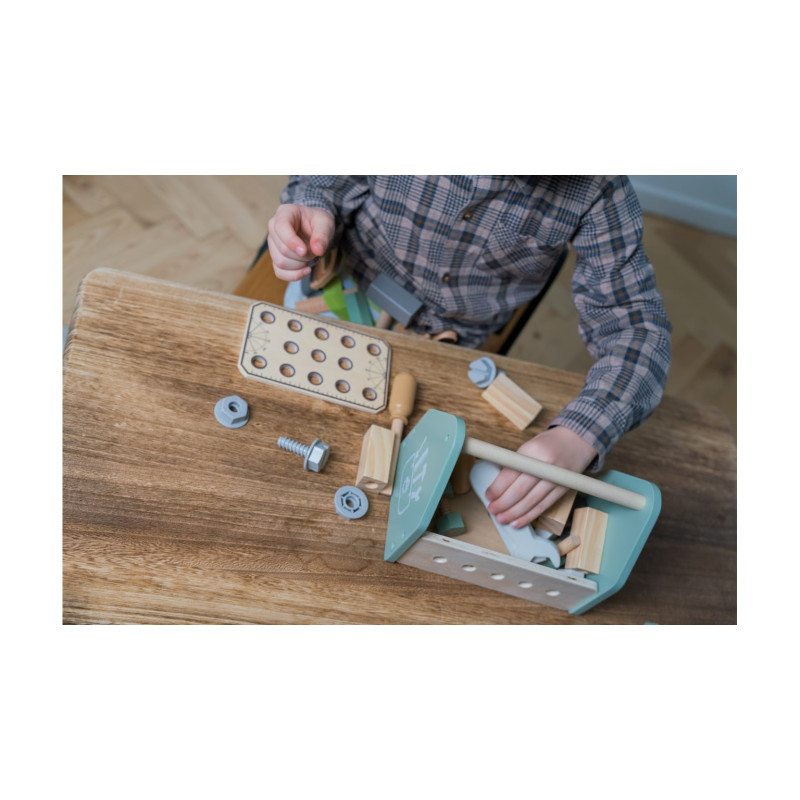 Houten gereedschapsbox 26-delig in doos Houten gereedschapsbox 26-delig in doos