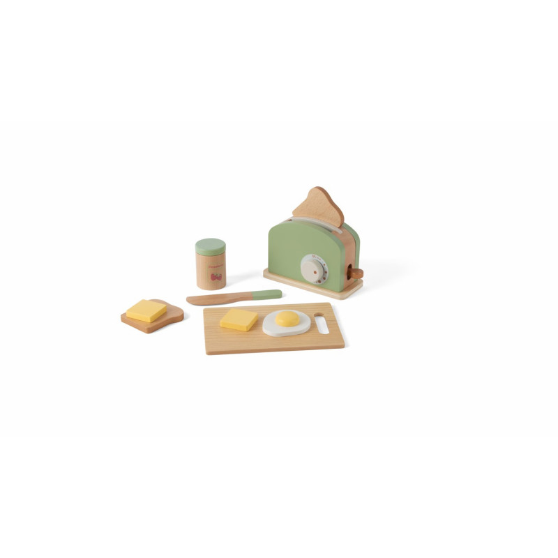 Houten broodrooster set 9-delig in doos Houten broodrooster set 9-delig in doos