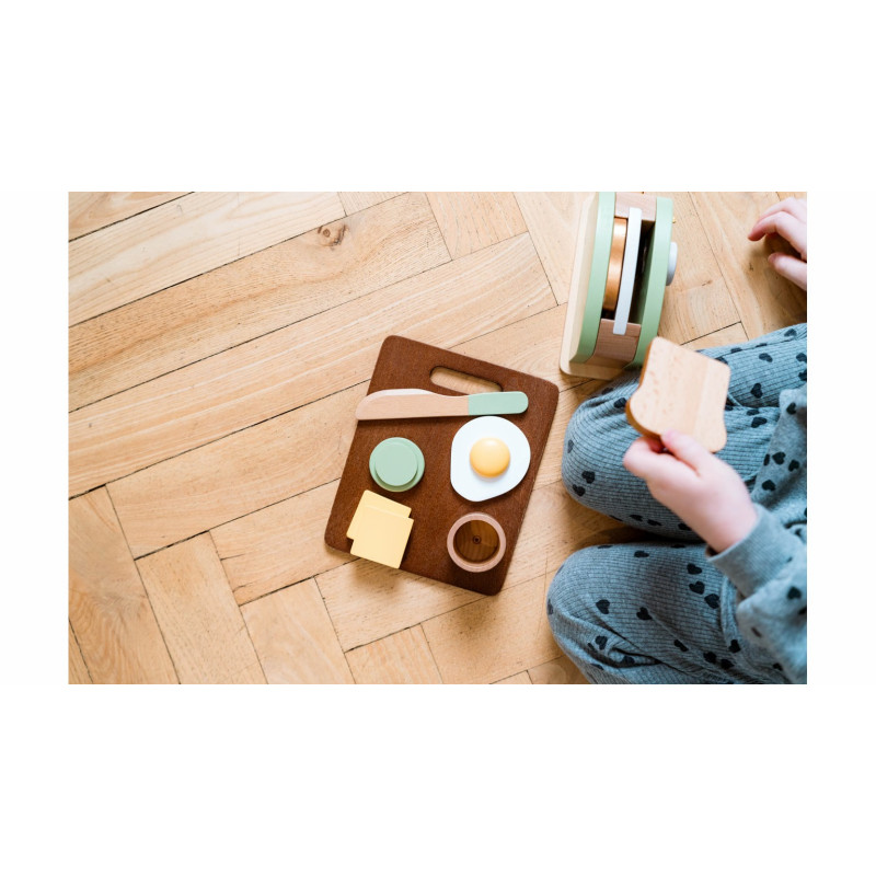 Houten broodrooster set 9-delig in doos Houten broodrooster set 9-delig in doos