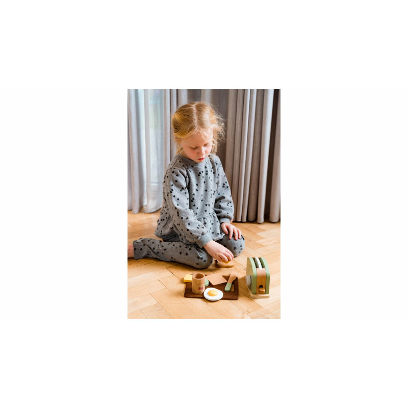 Houten broodrooster set 9-delig in doos Houten broodrooster set 9-delig in doos