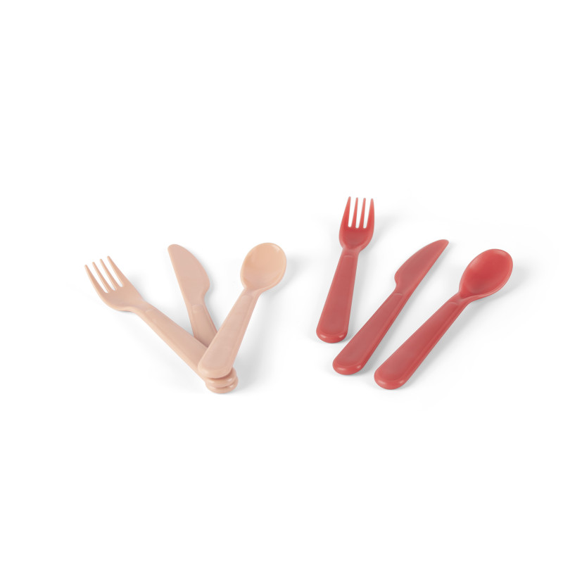 TINY Dinnertime bestekset (zand/rood/6-delig) TINY Dinnertime bestekset (zand/rood/6-delig)