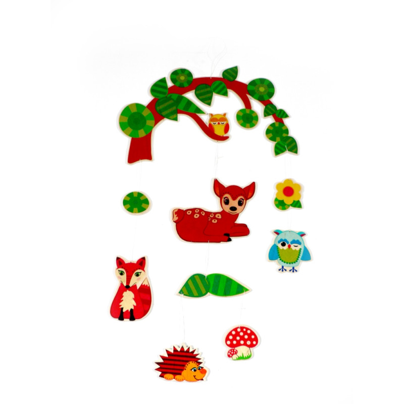 Houten mobile bosdieren