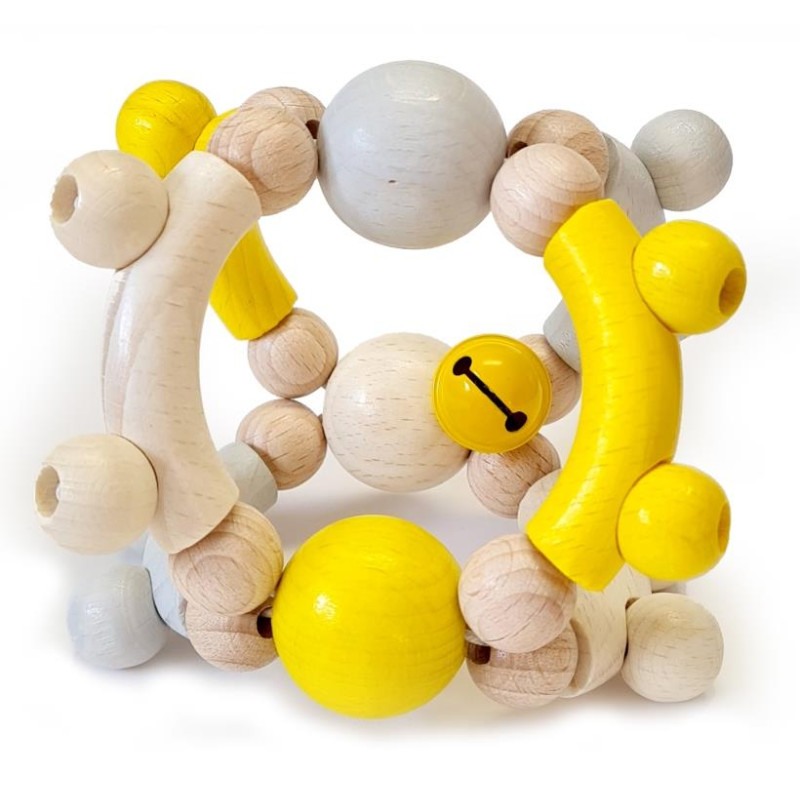 Rammelaar bol (naturel/geel) Rammelaar bol (naturel/geel)