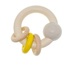 Rammelaar bol 3 ringen (naturel/geel)