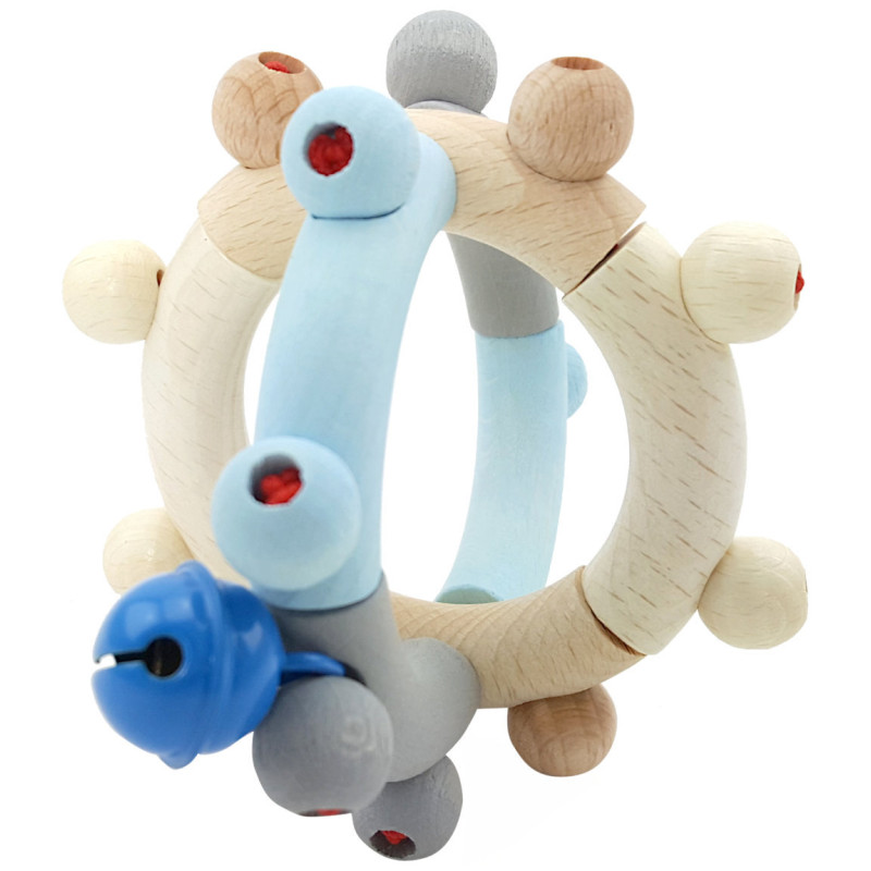 Rammelaar bol (naturel/blauw) Rammelaar bol (naturel/blauw)