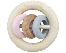Rammelaar met 3 ringen (naturel/roze)