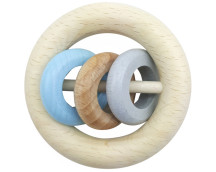Rammelaar met 3 ringen (naturel/blauw)