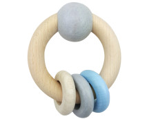 Rammelaar bol 3 ringen (naturel/blauw)