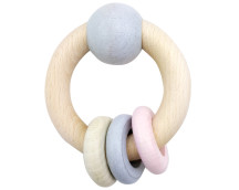 Rammelaar bol 3 ringen (naturel/roze)