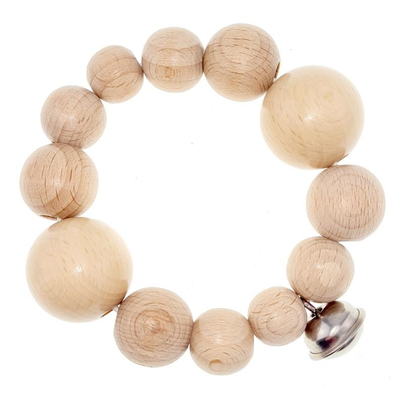 Rammelaar rond met belletje (naturel) Rammelaar rond met belletje (naturel)