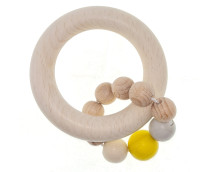 Rammelaar bol met 1 ring (naturel/geel)