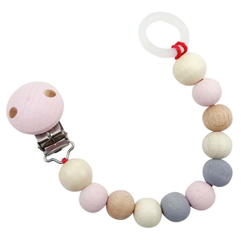 Speenketting (naturel/roze) Speenketting (naturel/roze)