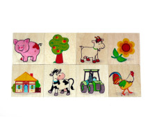 Houten geheugenspel boerderij