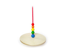 Houten schommel rond met kralen regenboog