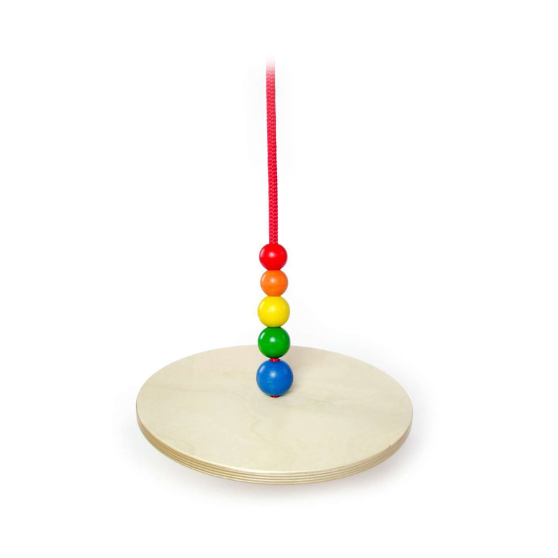 Houten schommel rond met kralen regenboog Houten schommel rond met kralen regenboog