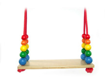 Houten plankschommel met kralen (regenboog)