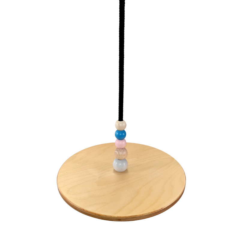 Houten schommel rond met kralen naturel/pastel Houten schommel rond met kralen naturel/pastel