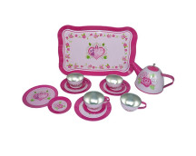 Servies blik in doos, bloemen