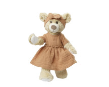 Jurk met ruches en haarband caramel (28-35cm)