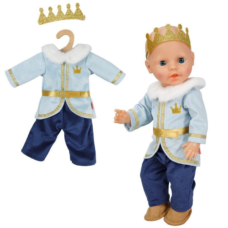 Kledingset met kroon Prins Luka (28-35cm) Kledingset met kroon Prins Luka (28-35cm)
