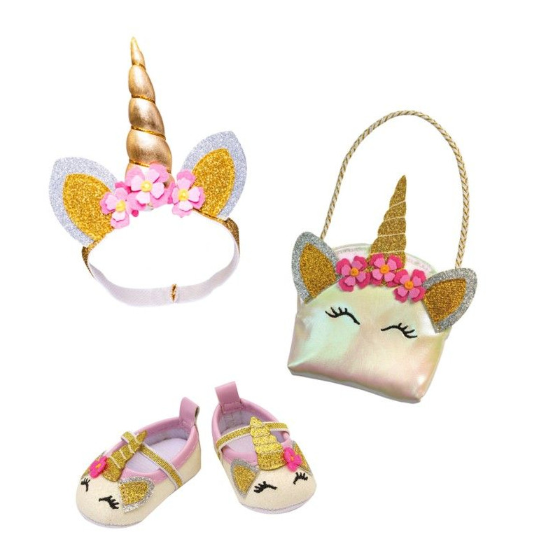 Accessoireset ballerina's, tas, haarband eenhoorn (30-34cm)