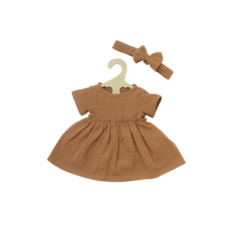 Jurk met ruches en haarband caramel (35-45cm) Jurk met ruches en haarband caramel (35-45cm)