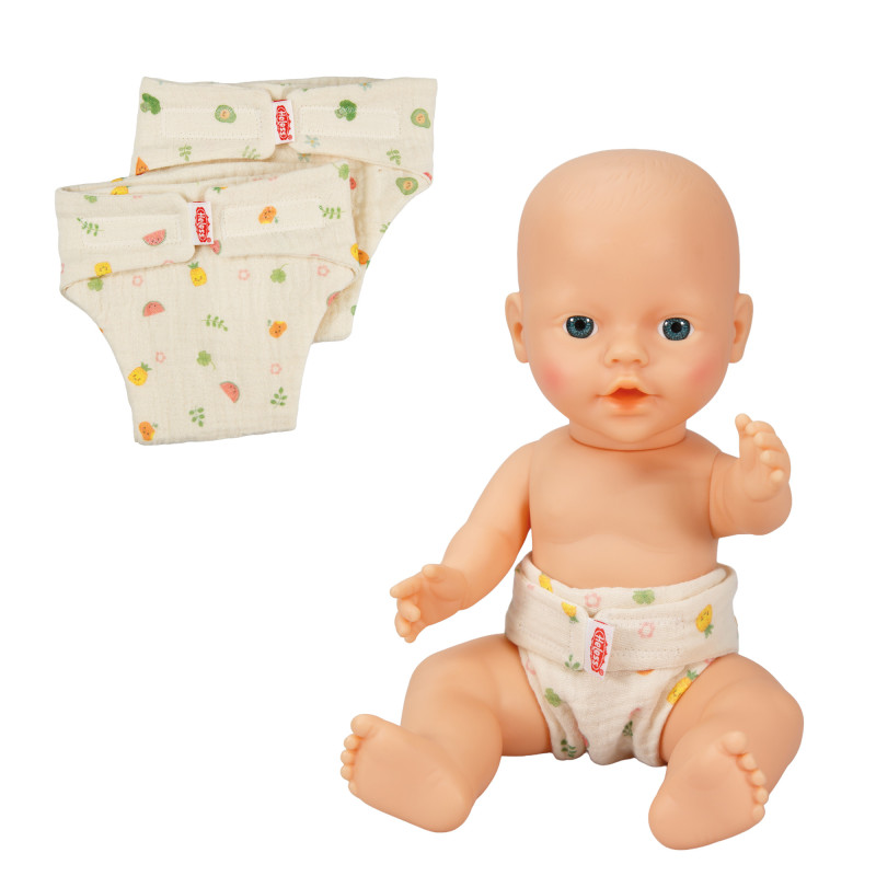Set (2 stuks) katoenen poppenluiers Fruit (28-35cm) Set (2 stuks) katoenen poppenluiers Fruit (28-35cm)