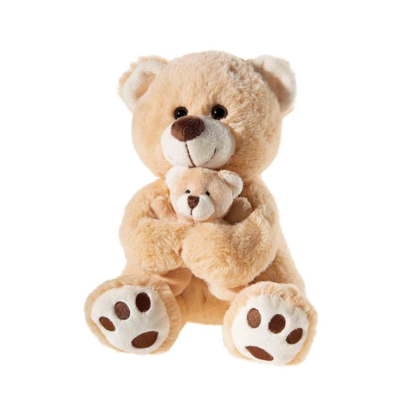 Beer met babybeer lichtbruin (25cm)