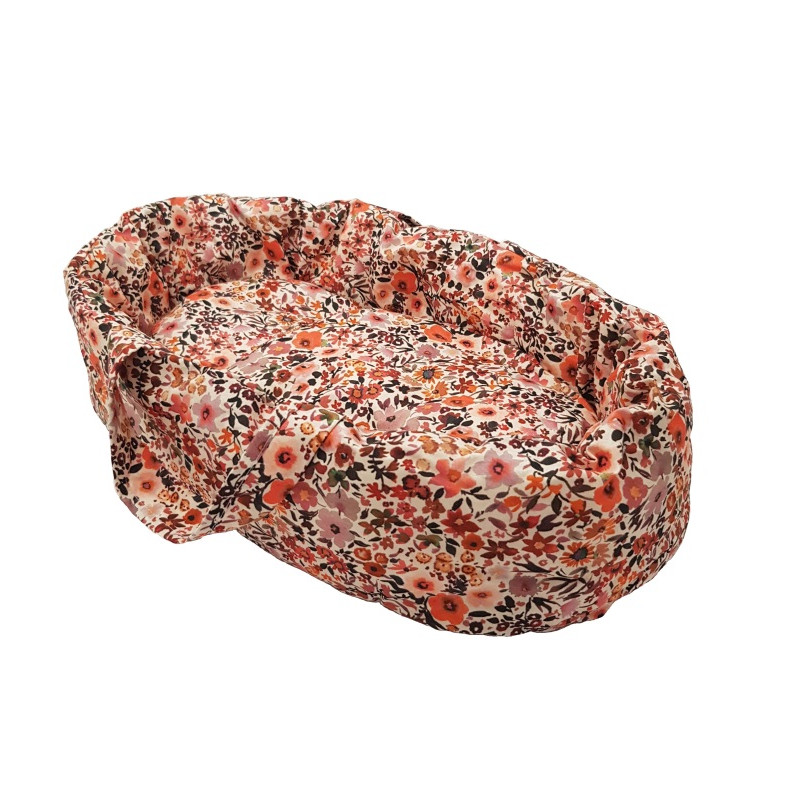 Poppendraagmand retro flowers