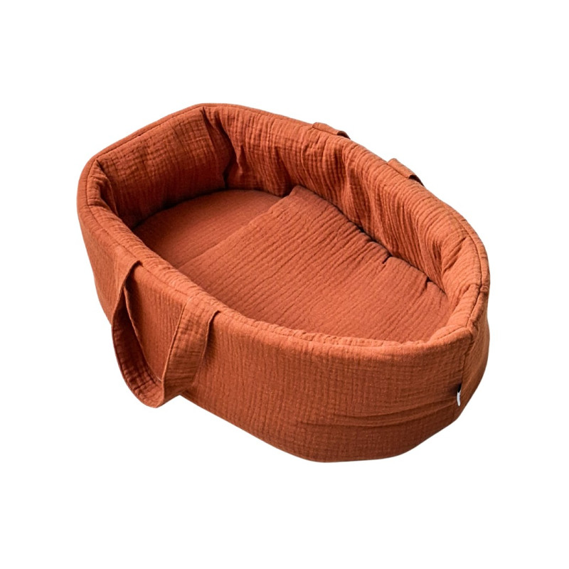 Poppendraagmand caramel mousseline Poppendraagmand caramel mousseline