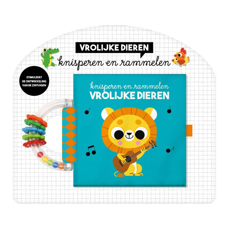 Knisperboek met Rammelaar - Vrolijke dieren Knisperboek met Rammelaar - Vrolijke dieren