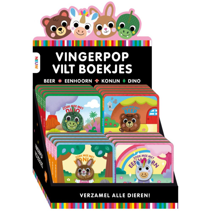 Display Kijk, voel & vind vingerpop viltboekjes - 4 x 4 ex. Display Kijk, voel & vind vingerpop viltboekjes - 4 x 4 ex.