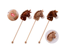 Stokpaard met geluid, 3 kleuren assorti