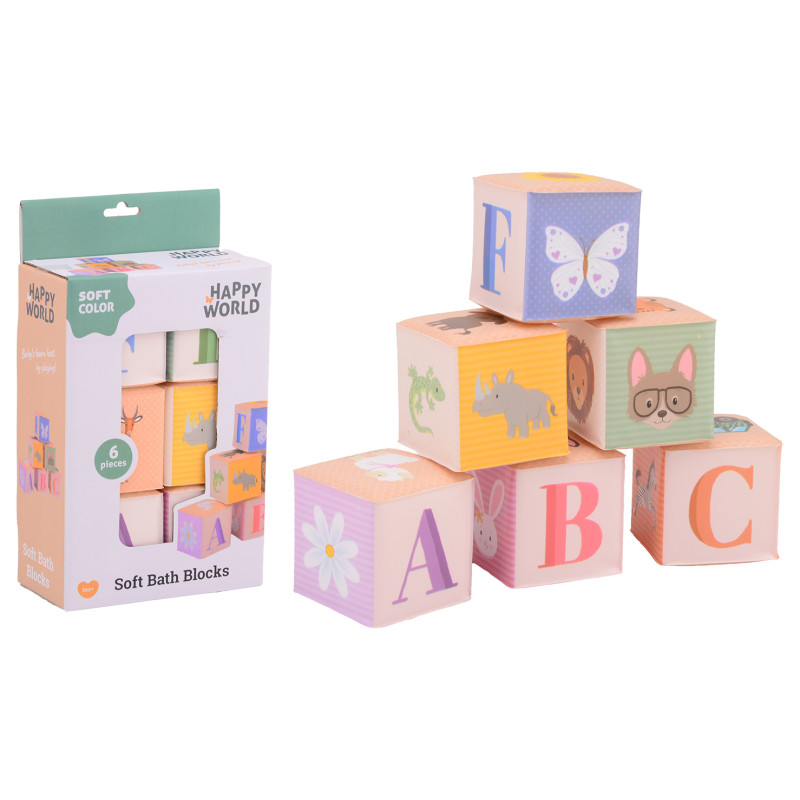 Happy World bad blokken pastel (6 stuks in doos)