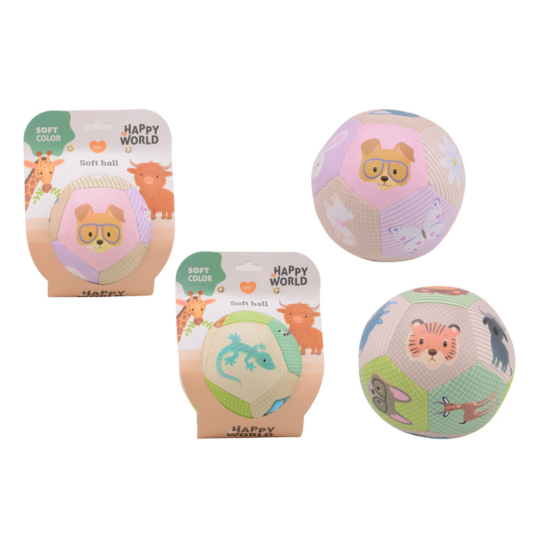 Happy World zachte bal pastel (2 assorti) Happy World zachte bal pastel (2 assorti)