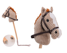 Stokpaard kort met staart en geluid Holly Horse corduroy midden