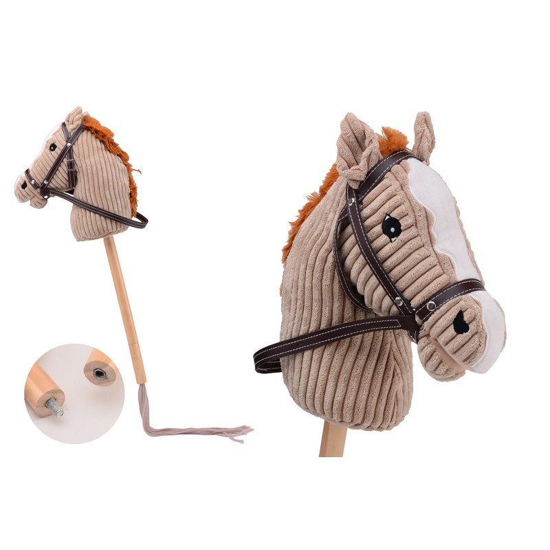 Stokpaard kort met staart en geluid Holly Horse corduroy midden Stokpaard kort met staart en geluid Holly Horse corduroy midden