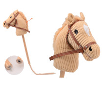 Stokpaard kort met staart en geluid Holly Horse corduroy licht
